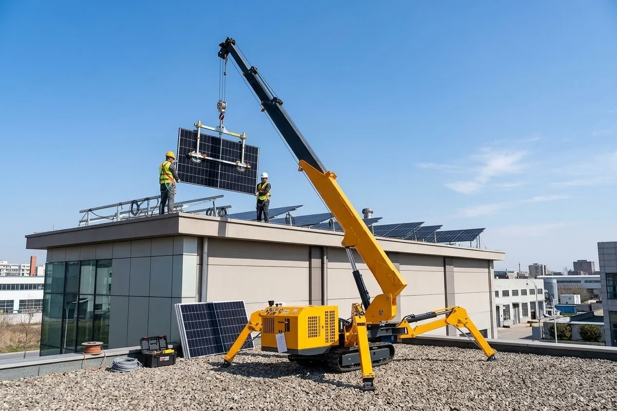 Spider Crane for Solar Panel Installation: Rooftop Lifting(Image3)